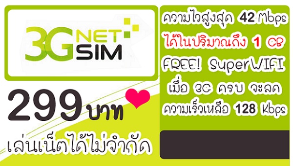เน็ตวันทูคอล โปรเน็ตหลักๆ เน้นใช้งานเฉพาะอินเตอร์เน็ต ต้อง Netsim Package  